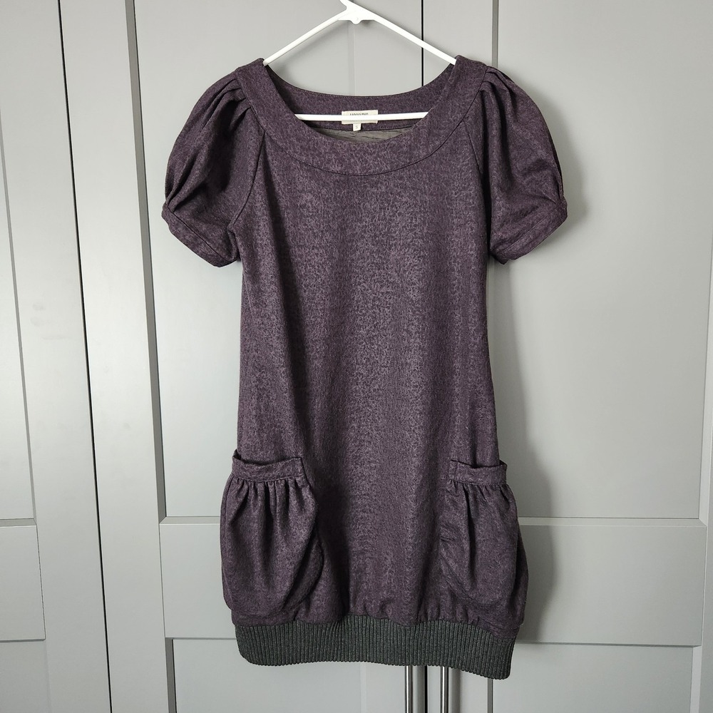 Rare Moschino Cheap and Chic Gray Wool Blend Tunic Dress Puffy Sleeve Pockets S